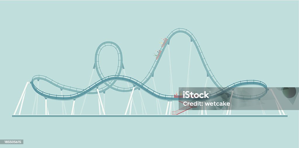 Rollercoaster A detailed illustration of a  roller coaster. This is a fully editable EPS 10 vector illustration with CMYK color space and global swatches for easy color changes. Rollercoaster stock vector