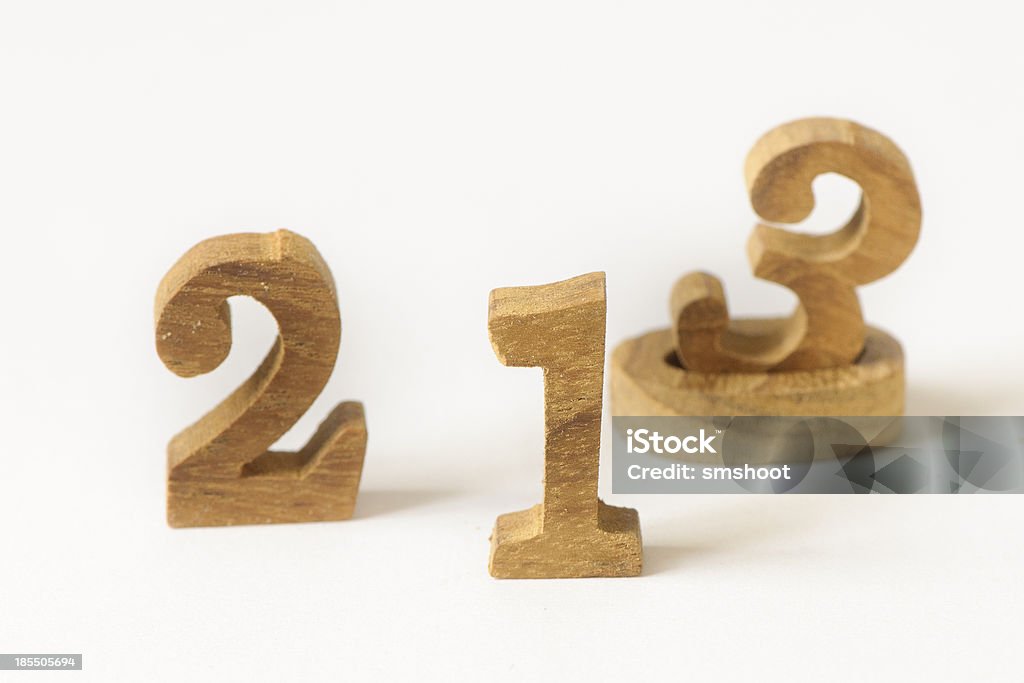 123 Wood Numbers On White Background Stock Photo - Download Image