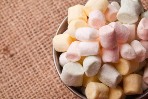 colorfull mini marshmallow in a tiny bowel