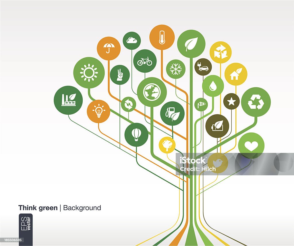 Fondo abstracto ecología.  Brain concept con iconos - arte vectorial de Conservación del ambiente libre de derechos