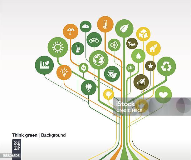 Ilustración de Fondo Abstracto Ecología Brain Concept Con Iconos y más Vectores Libres de Derechos de Conservación del ambiente