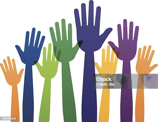 Raised Hands Stock Illustration - Download Image Now - Cartoon, Child, Hand Raised