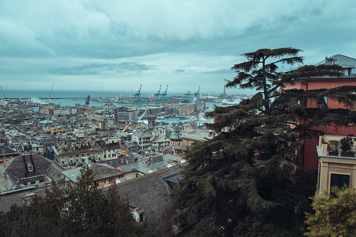 Traveling as tourist in Italy: cityscape of Genova