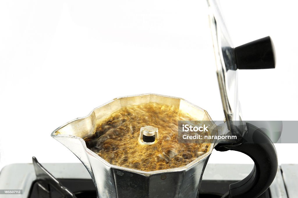 Italian coffee maker Traditional Italian Coffee Pot On The Gas Stove Black Coffee Stock Photo