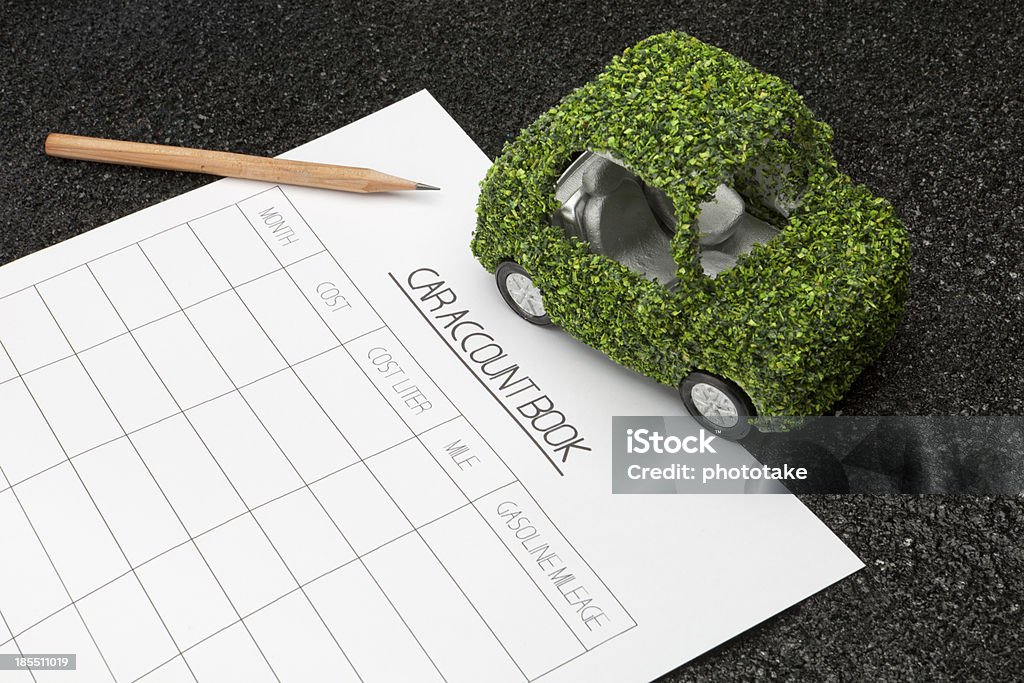 car account book How much is my car's gasoline mileage? Environmental Conservation Stock Photo