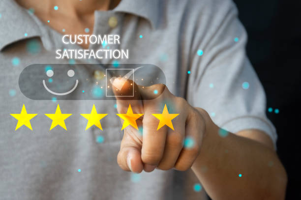 istock Users rate their service experience on the online application for a customer satisfaction survey concept 1855113832