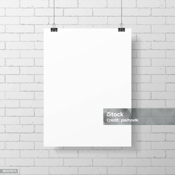 Blank White Poster On Brick Wall Stock Illustration - Download Image Now - Brick Wall, Poster, White Color
