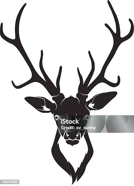 Deer Head Isolated Stock Illustration - Download Image Now - Deer, Animal, Animal Body Part