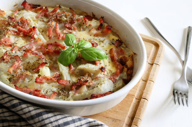 istock Baked fennel with eggs, cheese and bacon. 1855123890