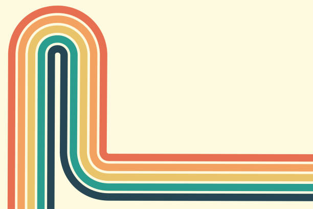 Abstract background of rainbow groovy Wavy Line design in 1970s Hippie Retro style. Vector pattern ready to use for cloth, textile, wrap and other.