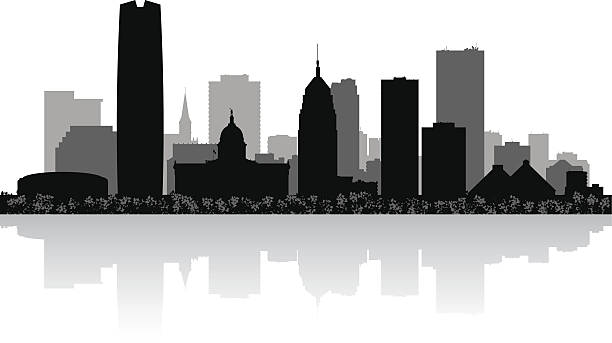 Oklahoma city skyline silhouette Oklahoma city skyline silhouette vector illustration oklahoma city stock illustrations