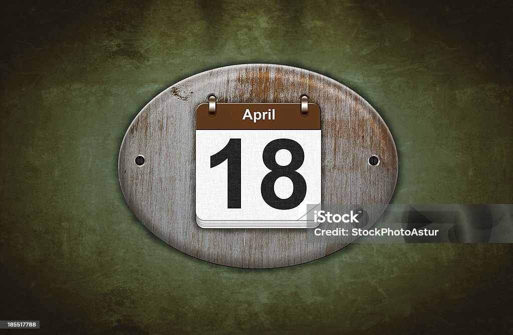 Alte hölzerne Kalender mit 18. April. - Lizenzfrei Altertümlich Stock-Foto