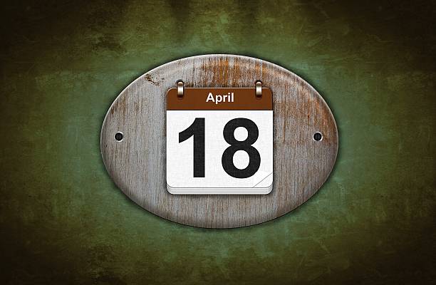 istock Old wooden calendar with April 18. 185517788