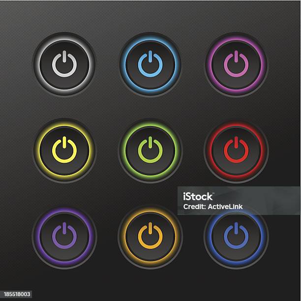 Farbige Power Knopf Stock Vektor Art und mehr Bilder von Symbol-Set - Symbol-Set, Bedienungsknopf, Anfang
