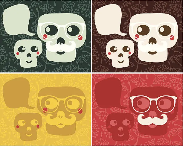 Vector illustration of Funny skulls.