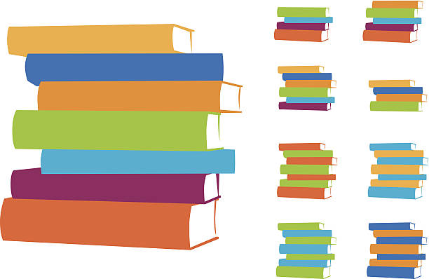 Stacked Books Vector Design Elements Set of multicolored book stacks icons. stack books stock illustrations