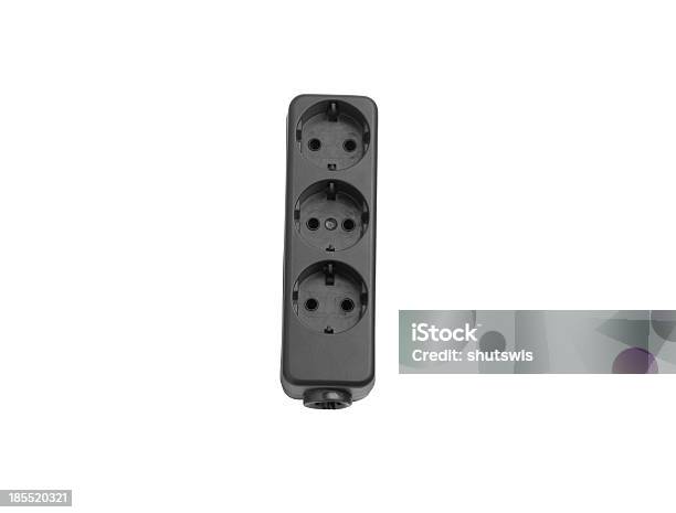 Black Power Extension Cord Isolated Stock Photo - Download Image Now - Abstract, Appliance, Computer