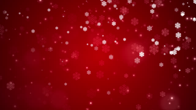 Snowflakes falling on red background, Winter Christmas Holiday - 4K.