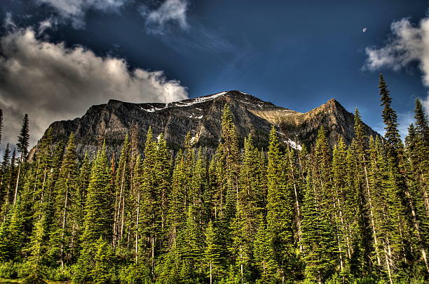 Scenic moutains in nature and HDR Rocky Mountains, Alberta, Canada stock photo
