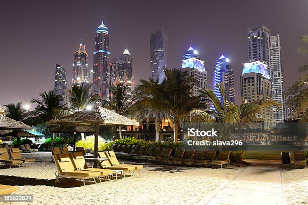 Beach Night Illumination Of The Luxury Hotel Dubai Uae Stock Photo - Download Image Now