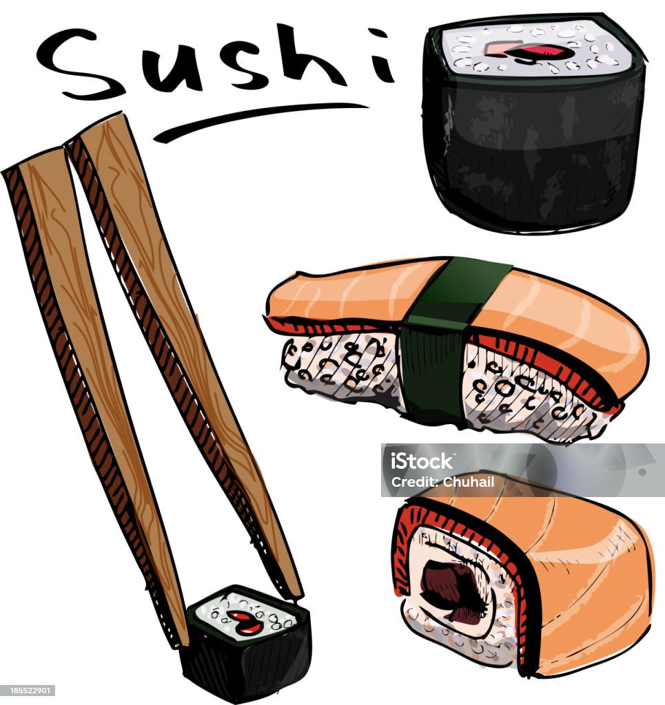 Coleção de Sushi colorido - Royalty-free Comida arte vetorial