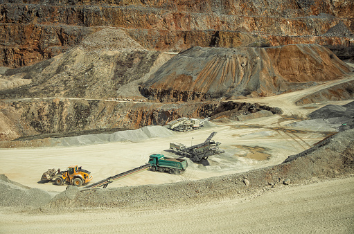 Gravel quarry with machinery