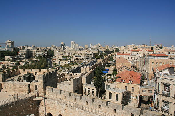 visão geral de jerusalém, israel. - jerusalem judaism david tower - fotografias e filmes do acervo