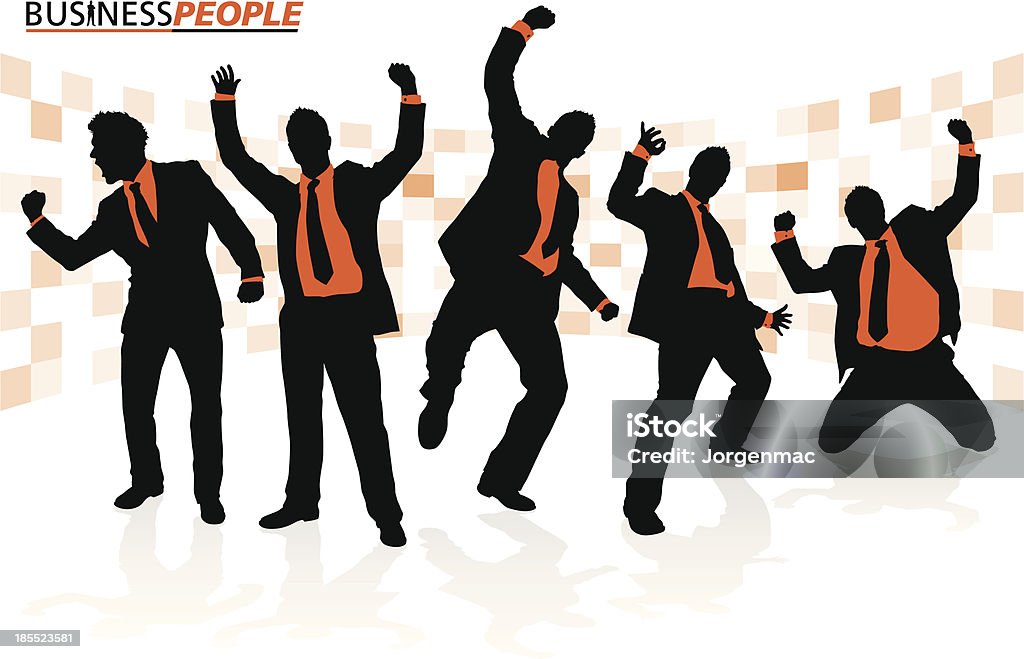 Business People in Successful Poses Vector illustration of a group of Business People in Successful Poses depicted as silhouettes. Hi-res Jpeg, PNG and PDF files included. Achievement stock vector