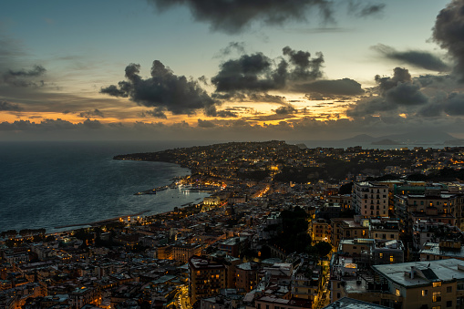 View of Naples and the gulf at sunset