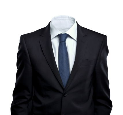 businessman without head on white background