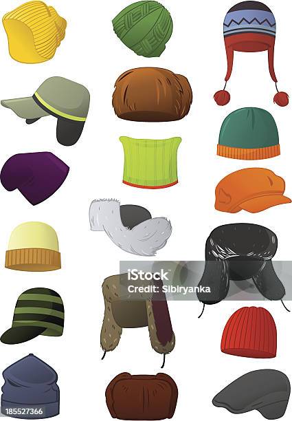 Male Winter Hats Stock Illustration - Download Image Now - Knit Hat, Cap - Hat, Vector