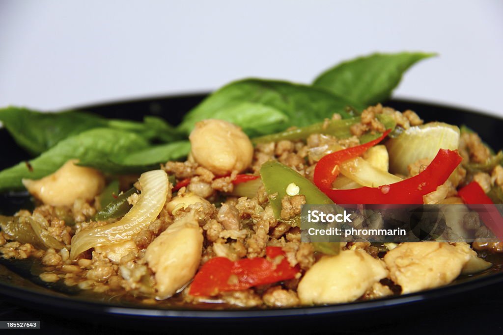 curry di carne suina. - Foto stock royalty-free di Bacchette cinesi