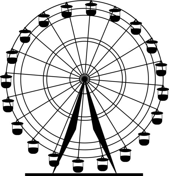 силуэт достопримечательности колесо обозрения. - farris wheel stock illustrations