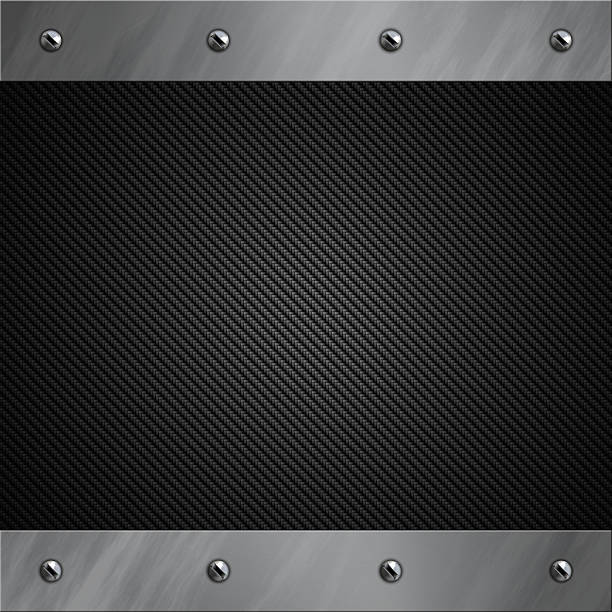 istock Brushed aluminum frame bolted to a carbon fiber background 185528542