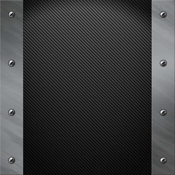 istock Brushed aluminum frame bolted to a carbon fiber background 185528543