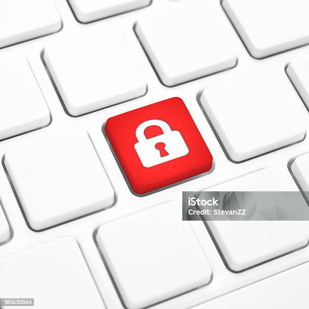 Concetto Di Sicurezza Internet Di Accesso Il Blocco Rosso Chiave Su Bianco Tastiera - Fotografie stock e altre immagini di Accessibilità