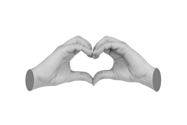 istock Statue's hands showing a heart shape isolated on white background. Feelings and emotions. 3d collage 1855314665