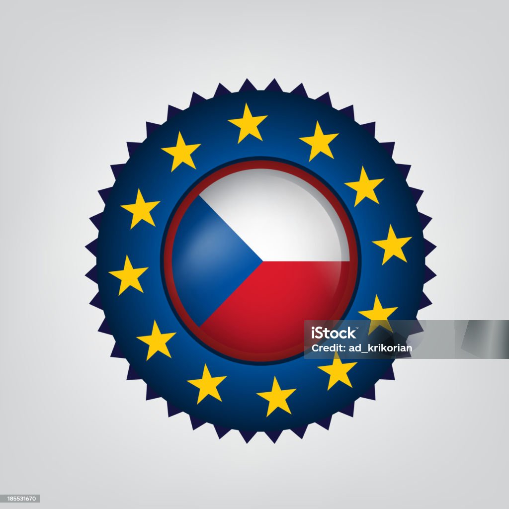 Feitas na República Tcheca, selo e bandeira, (Vector) - Vetor de Azul royalty-free