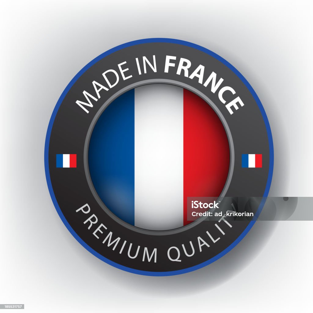 Fabricado em França, selo e bandeira, (Vector) - Royalty-free Azul arte vetorial