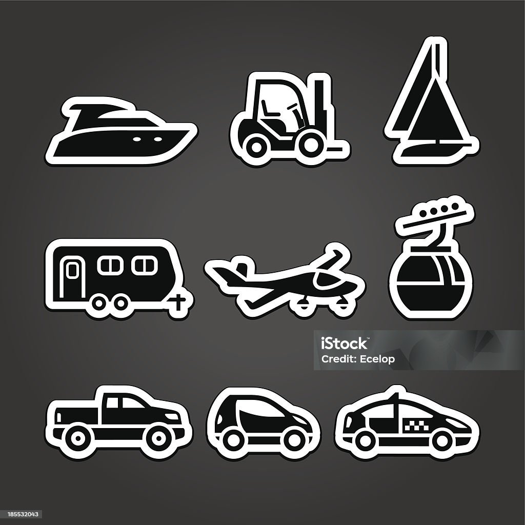 Conjunto de iconos de las etiquetas de transporte - arte vectorial de Autocaravana libre de derechos