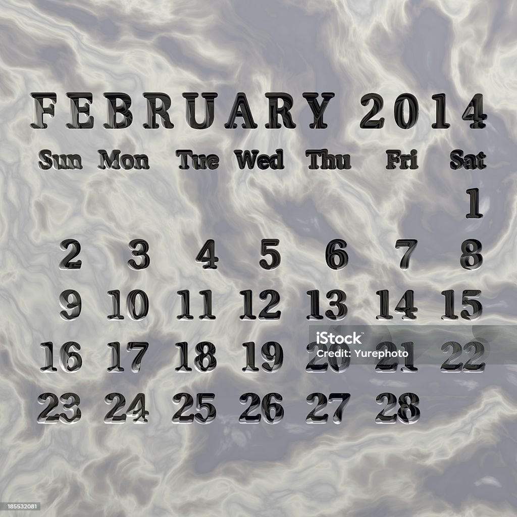 Stone calendario 2014, febbraio - Foto stock royalty-free di 2014