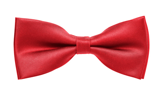 Close up of red bow tie isolated on white background