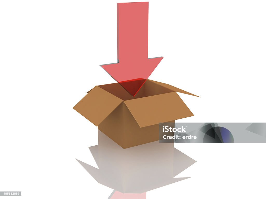 Cardboard Box and Red Arrow E-commerce, Symbol, Cardboard Box, Box,  Three-dimensional Shape, Moving Down,  Isolated Objects, Concepts And Ideas, Isolated On White, Isolated, Downloading, Arrow Sign, Shopping, Red, Buying, Computer Icon, Technology Symbols/Metaphors, Three Dimensional,transportation, portage, transportation, transport, carrying, carriage, shipping, transfer Arrow Symbol Stock Photo