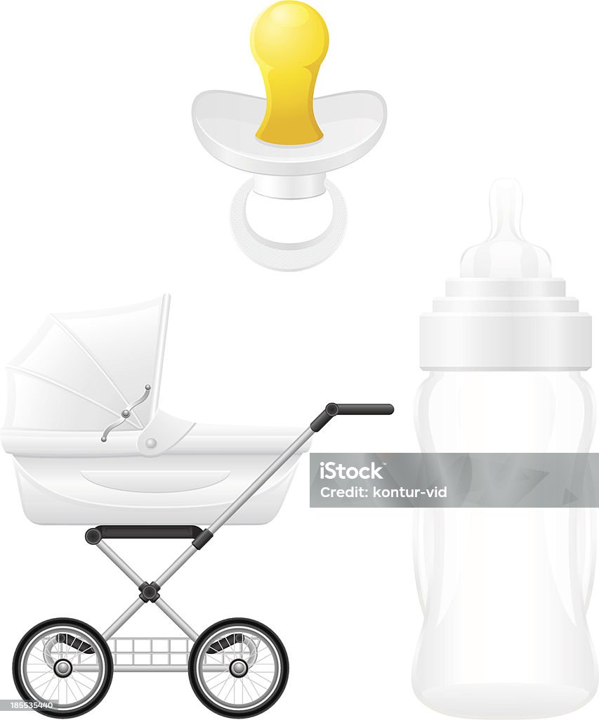 set icons perambulator bottle and pacifier vector illustration set icons perambulator bottle and pacifier vector illustration isolated on white background Baby - Human Age stock vector