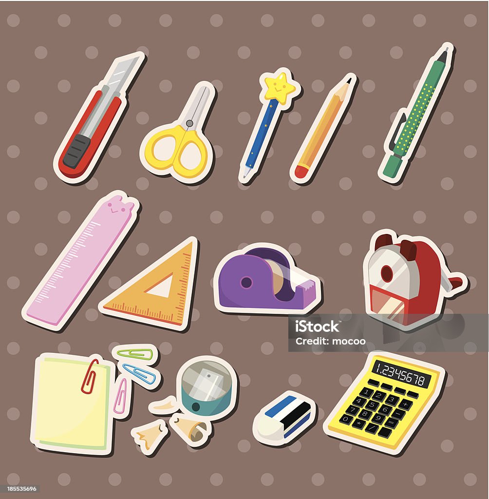 Stationery Stickers Stock Illustration - Download Image Now - Abstract,  Alphabet, Book - iStock