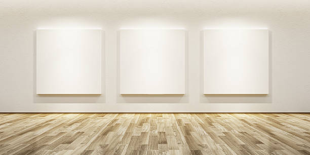 blank pictures in the gallery - museum wall stockfoto's en -beelden
