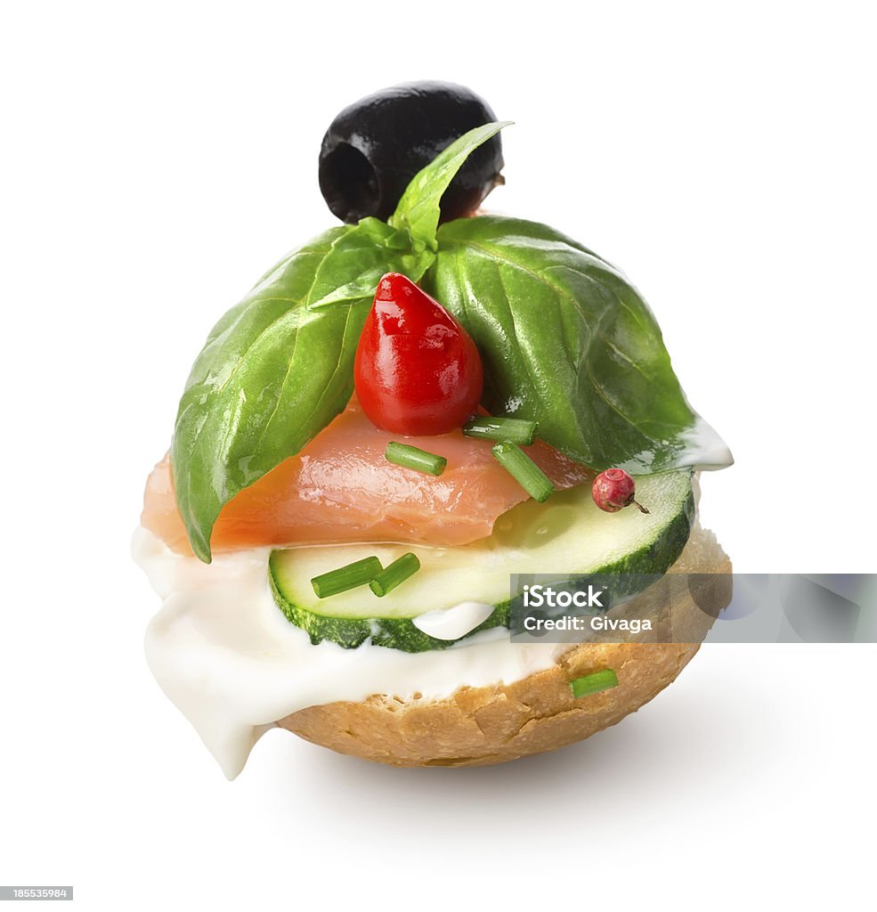 Sandwich mit roter Fisch und Gemüse - Lizenzfrei Abnehmen Stock-Foto