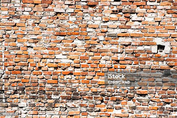 Fondo De Pared De Ladrillo Viejo Foto de stock y más banco de imágenes de Agrietado - Agrietado, Arquitecto, Cemento