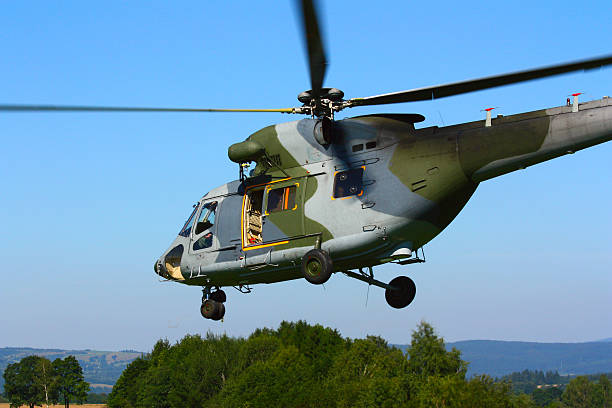 istock Landing military transport helicopter 185539951