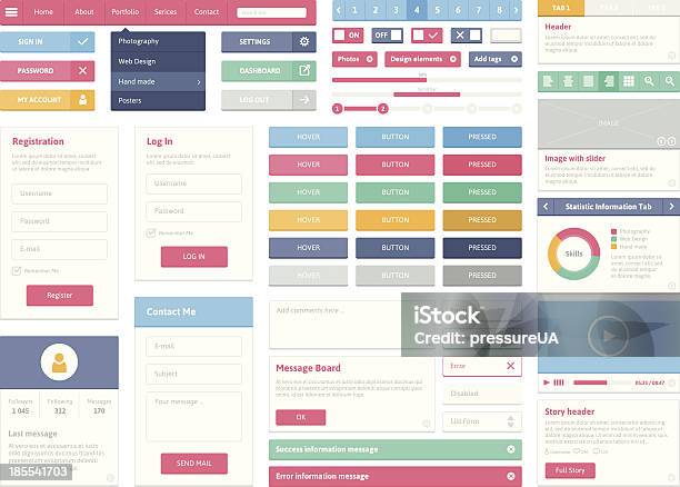 Flat User Interface Elements Set Stock Illustration - Download Image ...